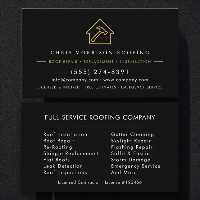 Roofing Roofer Professional Services Business Card (Creator Uploaded)