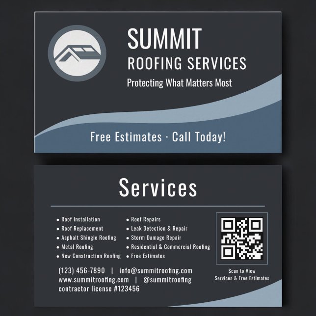 Roofing Roofer QR Code Professional  Business Card (Creator Uploaded)