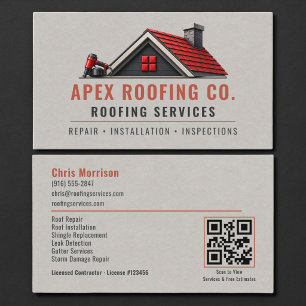 Roofing Roofer QR Code Professional Business Card