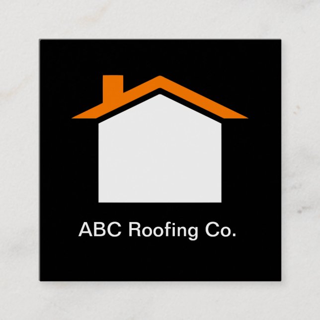 Roofing Service Black Core Square Business Card (Front)