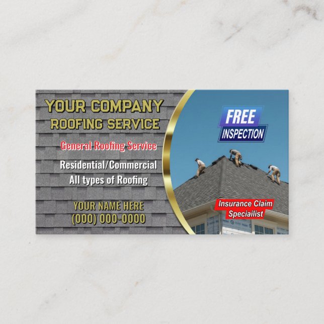Roofing Service Business Cards (Front)