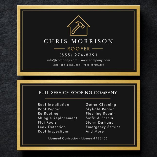 Roofing Service Roofer Professional Business Card (Creator Uploaded)