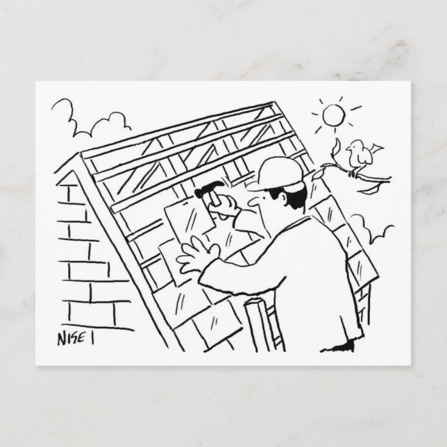 Roofing Services Cartoon Design Postcard (Front)