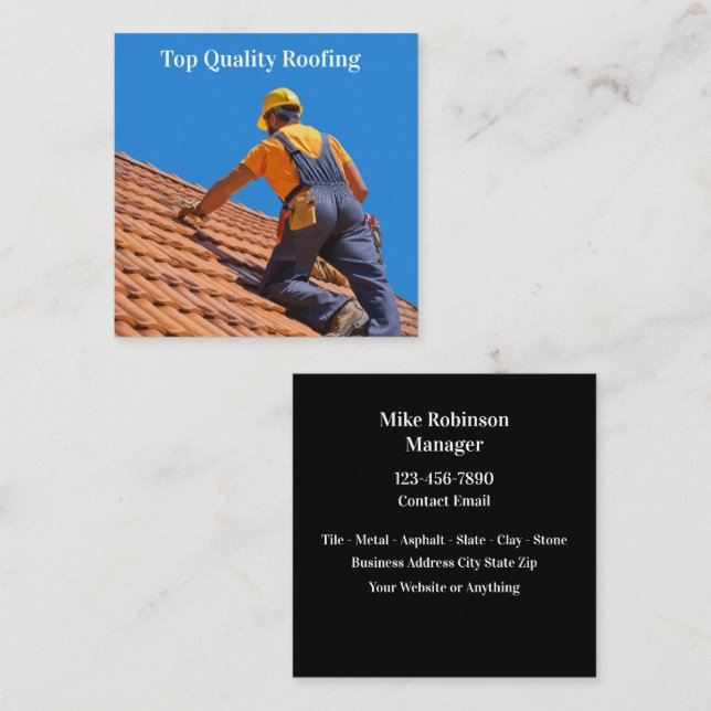 Roofing Services Commercial Residential Square Business Card (Front/Back)