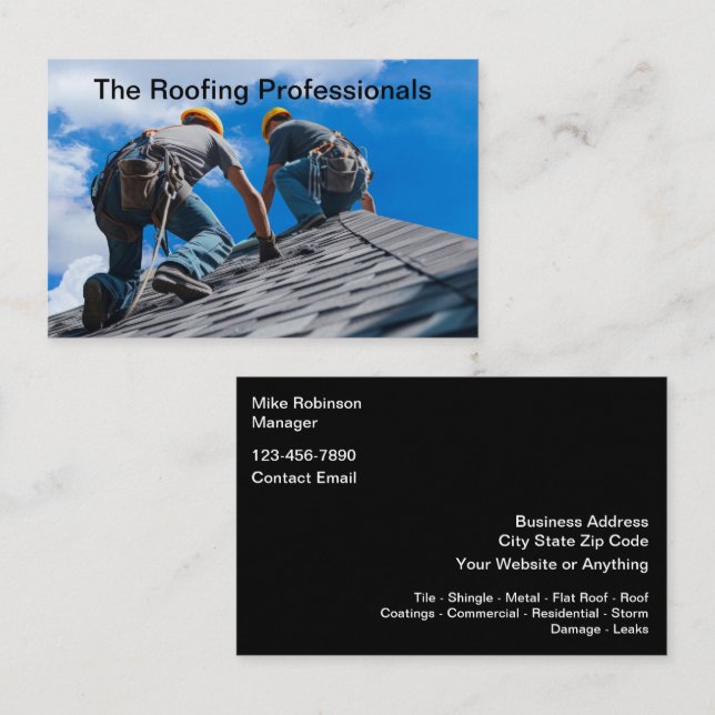 Roofing Services Residential Commercial  Business Card (Front/Back)