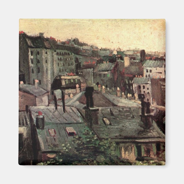 Roofs and Backs of Houses by Vincent van Gogh Magnet (Front)