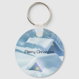 Roofs Covered with Glittering Snow Key Ring