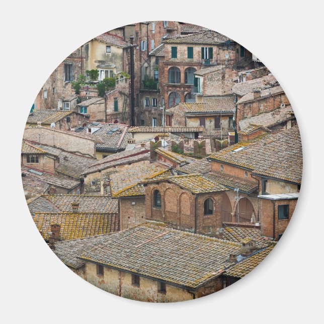 Roofs in Siena round photo magnet (Front)