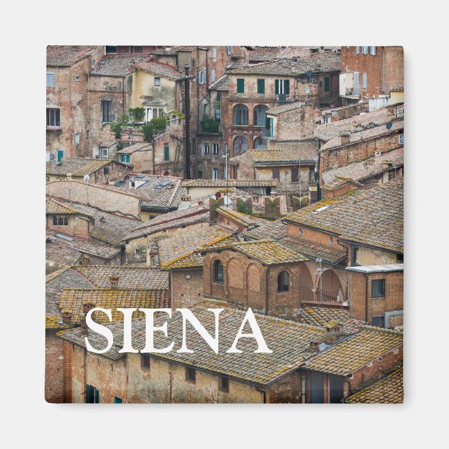 Roofs in Siena text photo magnet (Front)