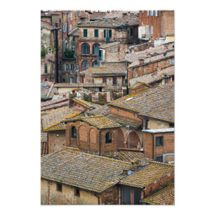 Roofs in Siena vertical photo print