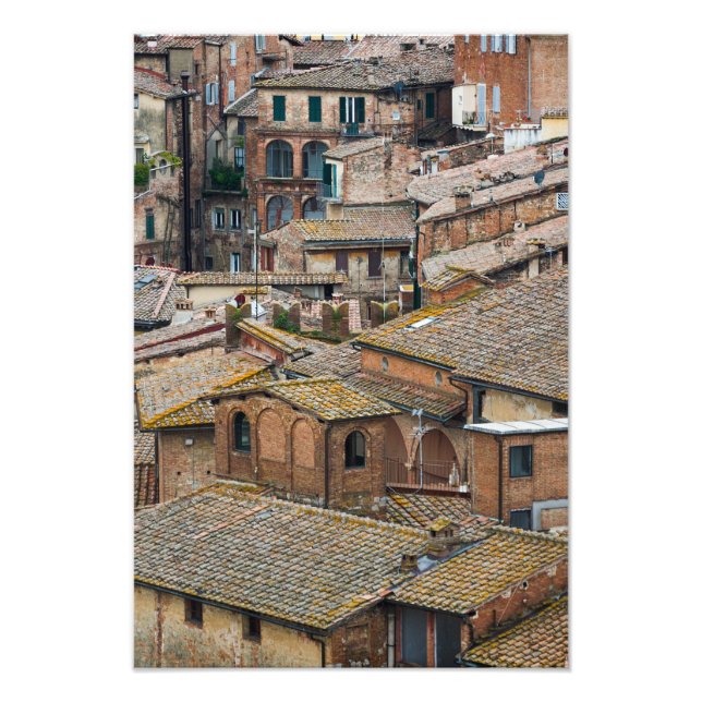 Roofs in Siena vertical photo print (Front)