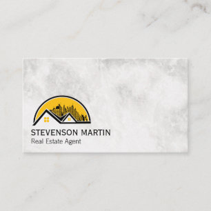 Rooftop and Cityscape   Marble Business Card