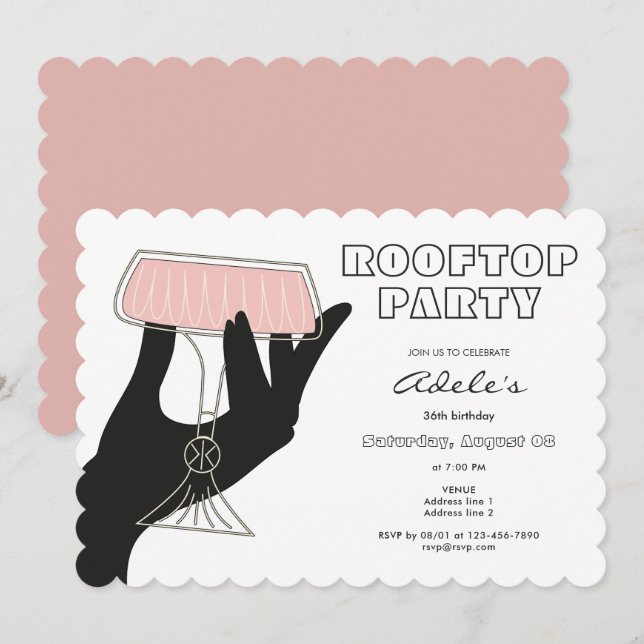 Rooftop Bar Lounge Nightlife Outing Birthday Invitation (Front/Back)