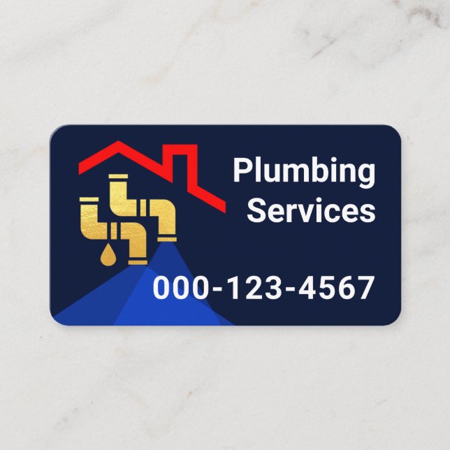 Rooftop Building Leaking Gold Pipes Business Card (Front)