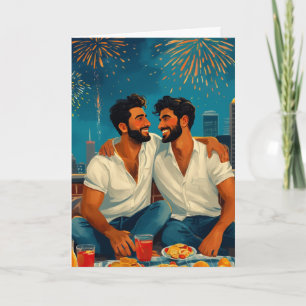 Rooftop Fireworks Card