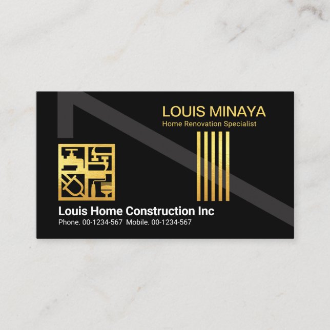 Rooftop Frame Building Contractor Business Card (Front)