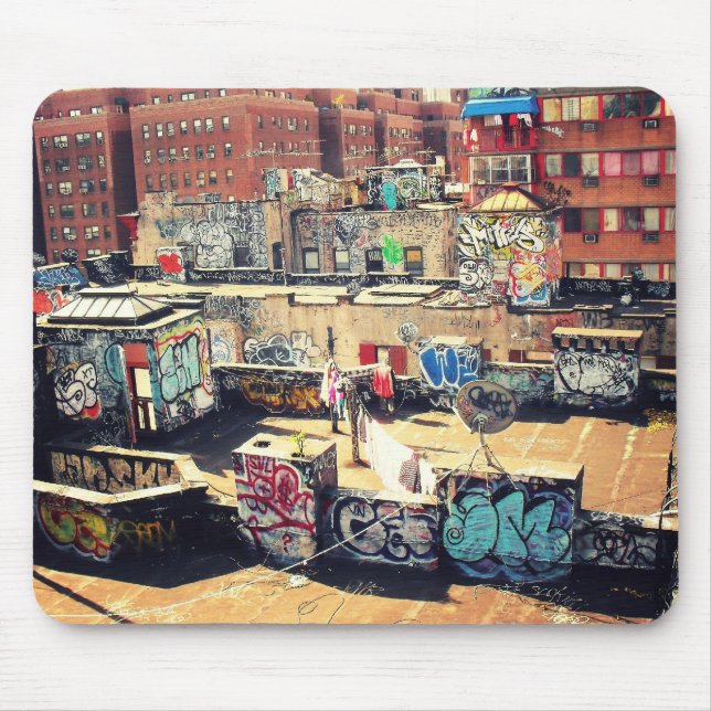 Rooftop Graffiti in Chinatown Mouse Mat (Front)