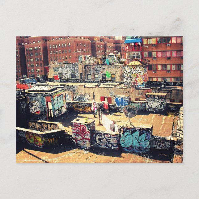 Rooftop Graffiti in Chinatown Postcard (Front)
