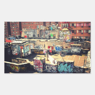 Rooftop Graffiti in Chinatown Rectangular Sticker