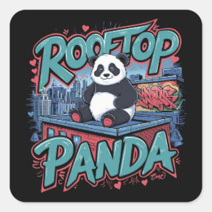 Rooftop Panda Square Sticker