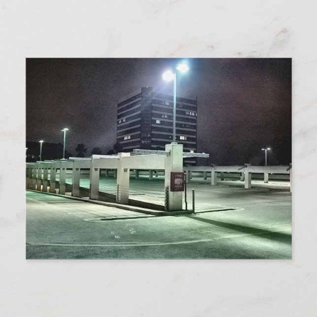 Rooftop Parking Structure at Night - HDR Postcard (Front)