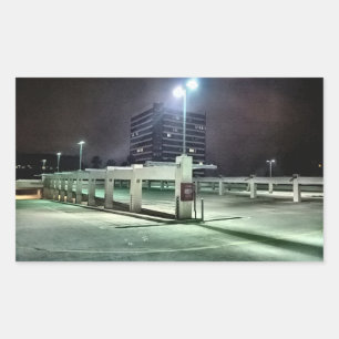 Rooftop Parking Structure at Night - HDR Rectangular Sticker