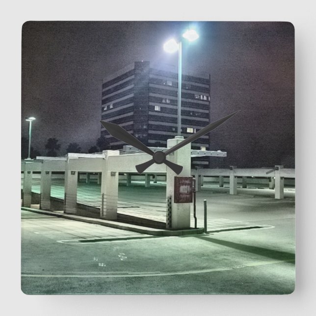 Rooftop Parking Structure at Night - HDR Square Wall Clock (Front)