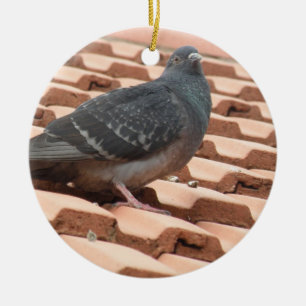 Rooftop Pigeon Custom Birthday Ceramic Tree Decoration