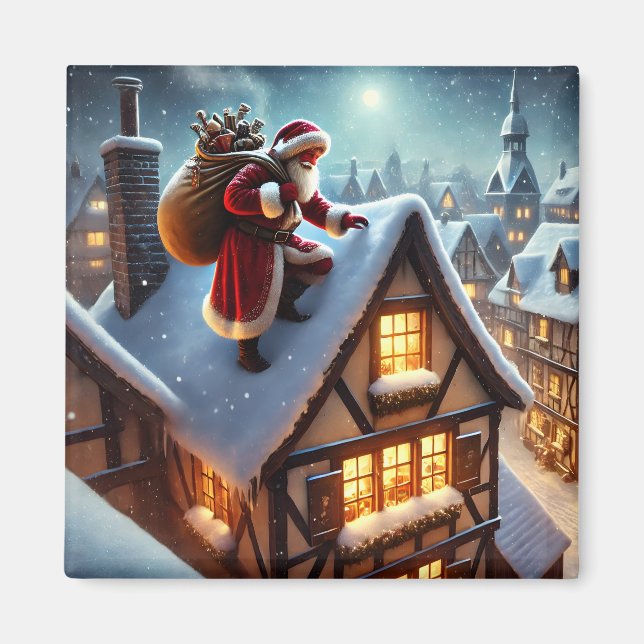 Rooftop Santa Magnet (Front)