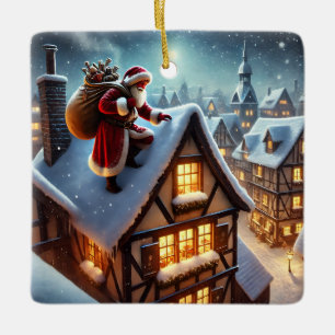 Rooftop Santa Ornament