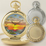 Rooftop Sunset 2295 Pocket Watch<br><div class="desc">Painting "Rooftop Sunset 2295" Collection This personalised pocket watch is a perfect gift that will stand the test of time. With an outer casing made from premium alloy, this classic timepiece is precision powered by Japanese movement. Make this a gift that goes down in time. Personalise on the product page...</div>