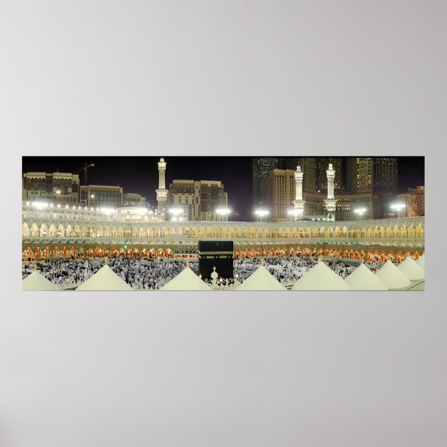 Rooftop View of Hajj Pilgrims at the Kaaba, Mecca Poster (Front)