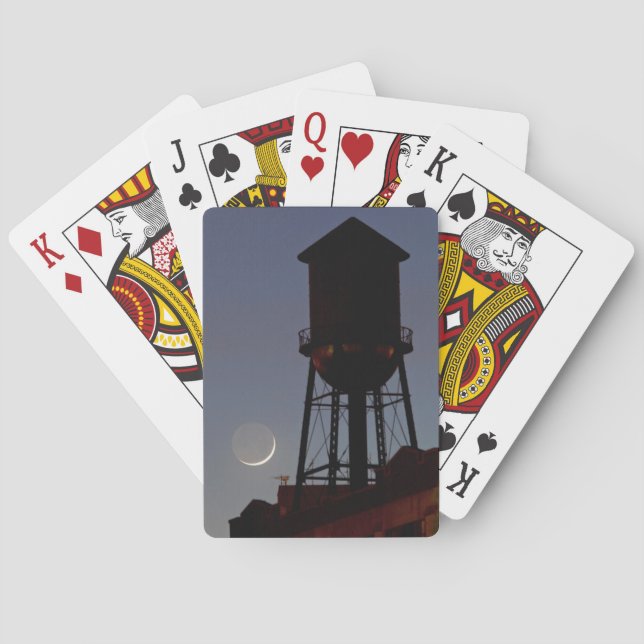 Rooftop Water Tower | Crescent Moon New Jersey Playing Cards (Back)