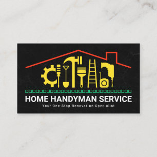Rooftop With Handyman Tools Construction Business Card