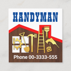 Rooftop Wood Frame Handyman Building  Square Business Card