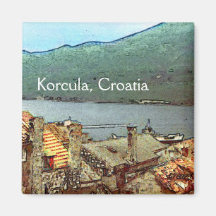 Rooftops in Korcula Magnet