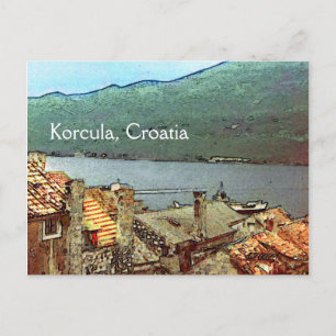 Rooftops in Korcula Postcard
