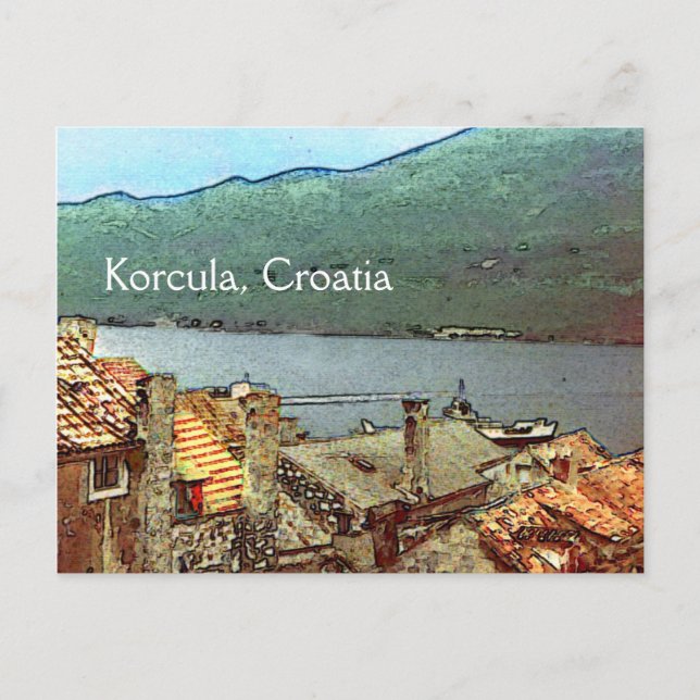 Rooftops in Korcula Postcard (Front)