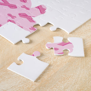Roohound Pink Ribbon for Cancer Jigsaw Puzzle
