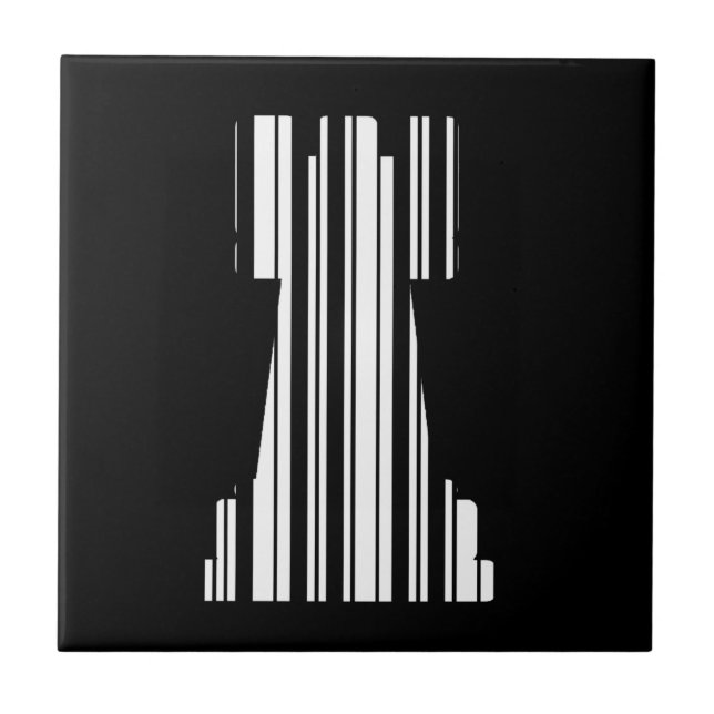 ROOK CHESS PIECE BAR CODE Game Barcode Pattern Tile (Front)