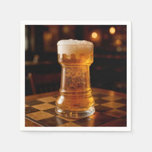Rook Chess Piece Beer Glass Napkin