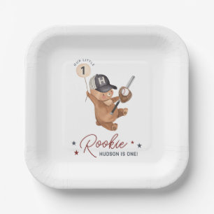 Rookie 1st Birthday Bear Paper Plate