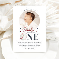 Rookie 1st Birthday - One Round Photo Invitation