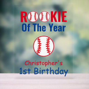 Rookie Baseball 1st Birthday Acrylic Sign