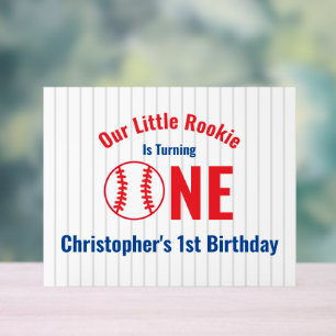 Rookie Baseball 1st Birthday Acrylic Sign