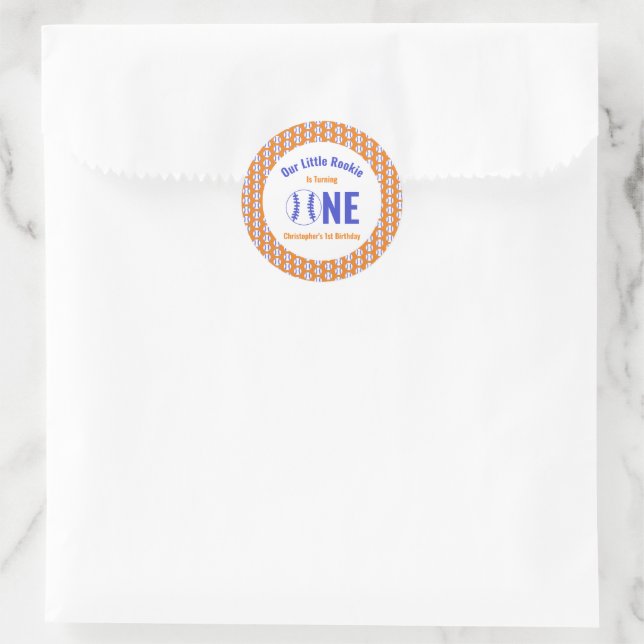 Rookie Baseball 1st Birthday Classic Round Sticker (Bag)