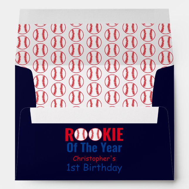 Rookie Baseball 1st Birthday Envelope (Back (Bottom))