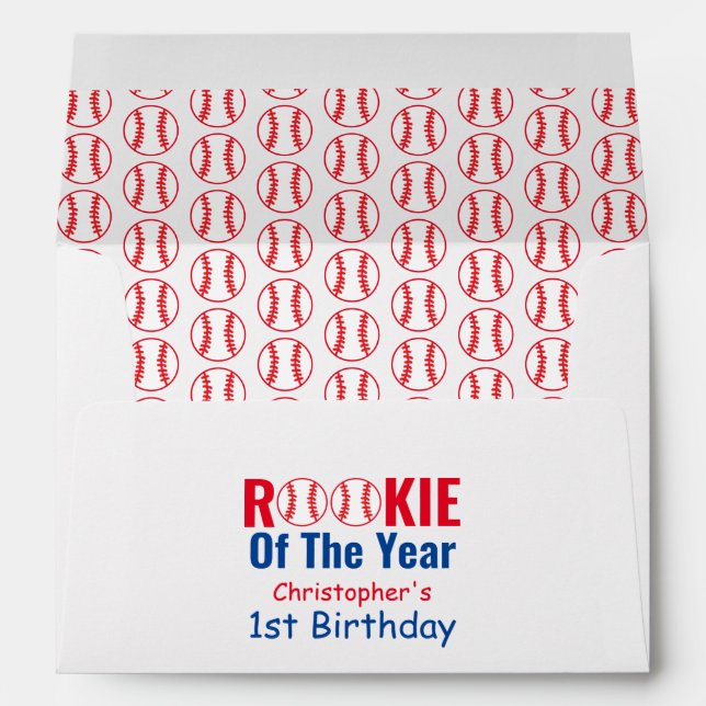 Rookie Baseball 1st Birthday Envelope (Back (Bottom))