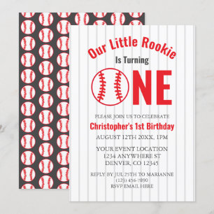 Rookie Baseball 1st Birthday Invitation