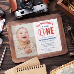 Rookie Baseball 1st Birthday Invitation